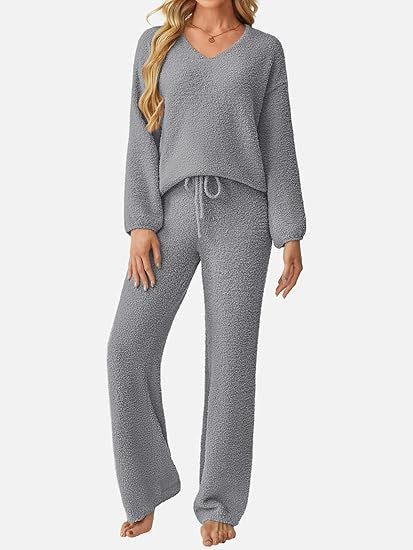 Damen Lounge-Set Weiches Strukturmaterial Beige