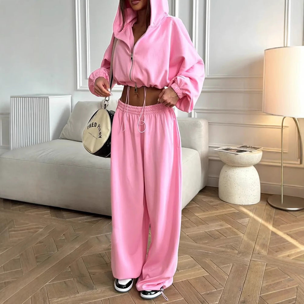 Damen Hoodie Set mit Cropped Hoodie und weiter Hose Eveloria