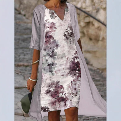 Damen Freizeitkleid Florales Muster V-Ausschnitt Eveloria
