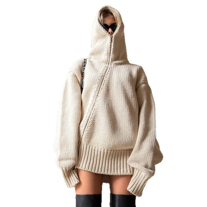 Damen Strickpullover mit Kapuze Groß Eveloria