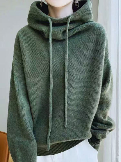 Damen Oversized Pullover Hochkragen Lässig Grau Eveloria