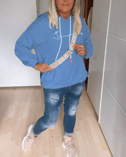 Damen Kapuzenpullover mit Schriftaufdruck und Taschen