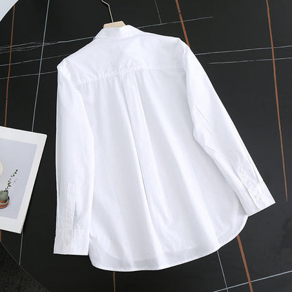 Damen Bluse Moderner Kragen Leicht Elegante Weiß