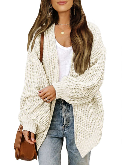 Damen Grobstrickjacke Lässiger Schnitt Überschnittene Schultern