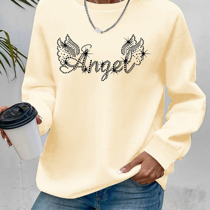 Damen Sweatshirt Glitzer Aufdruck Lässiger Schnitt Eveloria