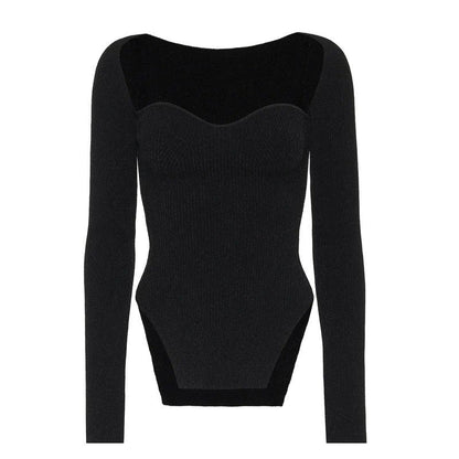 Damen Pullover Herzförmiger Ausschnitt Fein Gestrickt Eveloria