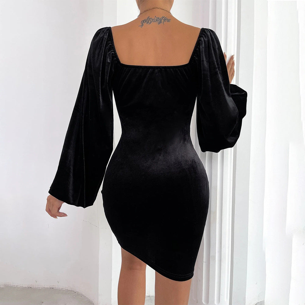 Damen Cocktailkleid Figurschmeichelnd Puffärmel Eveloria