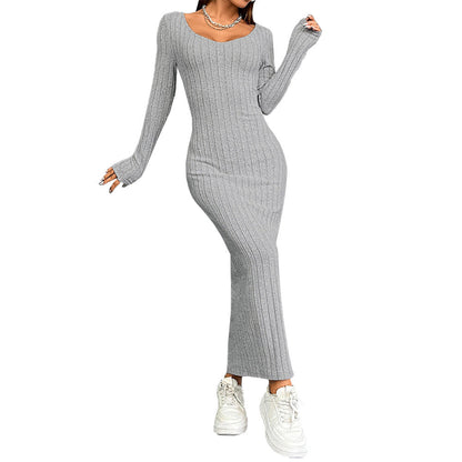 Damen Strickkleid Langärmlig Figurbetont Eveloria