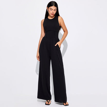Damen Jumpsuit Hochbund mit Seitentaschen Eveloria - Eveloria