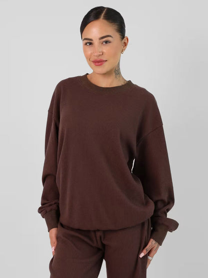 Damen Freizeit-Set Waffelstruktur Bequem Eveloria