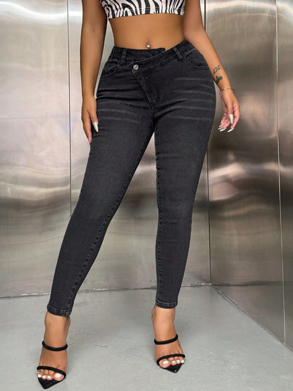 Damen High-Waist Skinny-Jeans Eveloria → Damen