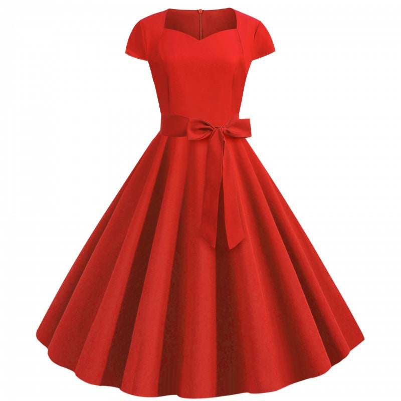 Damen Partykleid Weiter Rock Elegante Schleife Eveloria