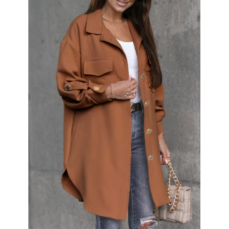 Damen Utility Jacke Knopfverschluss Taschen Eveloria