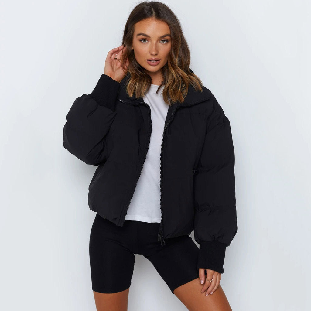 Damen Bomberjacke Gesteppt Kapuze Elastisch Eveloria