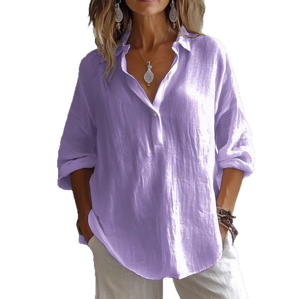 Damen Bluse mit Knöpfen Lockere Passform Weiß Eveloria