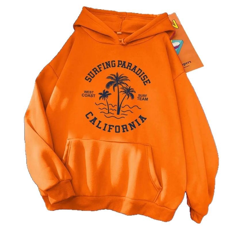 Damen Kapuzenpullover Baumwollmischung Surf-Motiv