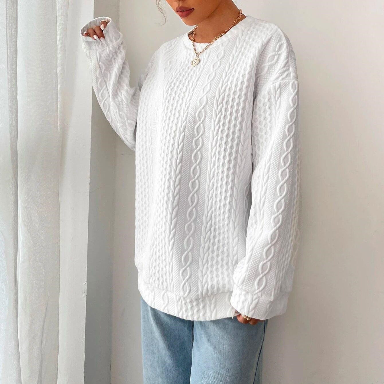 Damen Strickpullover Struktur Optik Lässig - Eveloria
