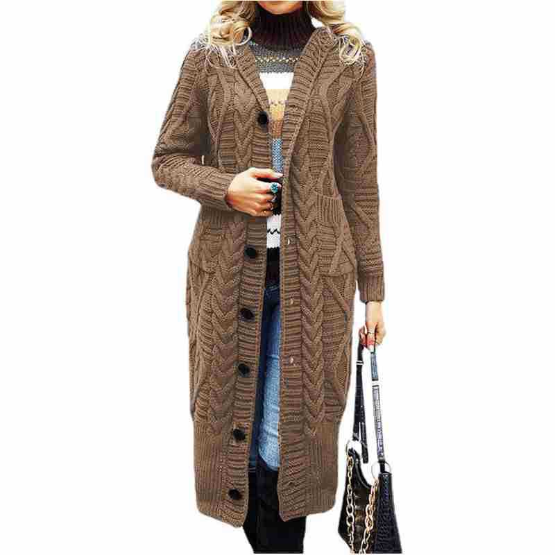 Damen Strickcardigan Groß Zopfmuster Baumwolle Beige