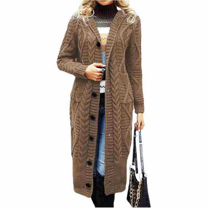 Damen Strickcardigan Groß Zopfmuster Baumwolle Beige