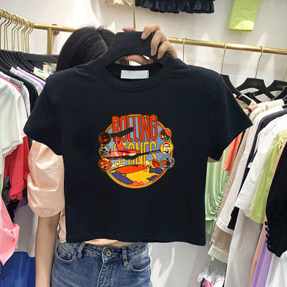 Damen T-Shirt Kurzärmelig Printdesign Locker
