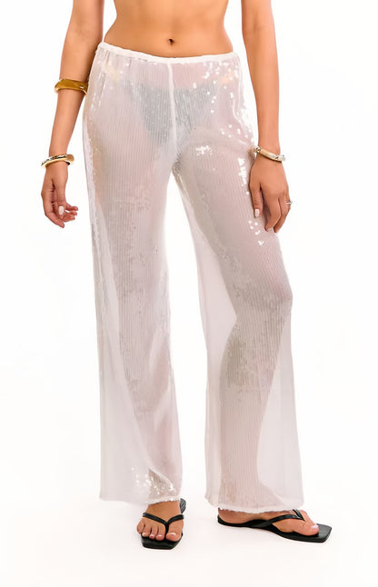 Damen Pailletten-Hose Chiffon Weit Eveloria
