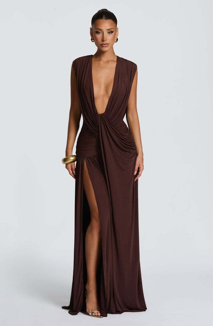 Damen Wickelkleid mit V-Ausschnitt und Raffung Eveloria