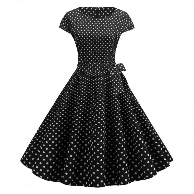 Damen Swingkleid Punkte Elegante Taillierung