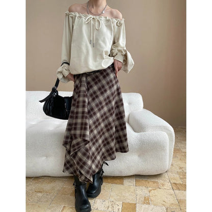 Damen Off-Shoulder-Bluse Puffärmel Eveloria