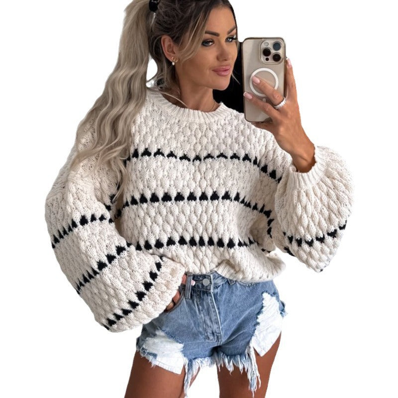 Damen Grobstrickpullover Kuschelig Einzigartiges Muster Eveloria