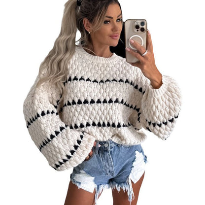 Damen Grobstrickpullover Kuschelig Einzigartiges Muster Eveloria