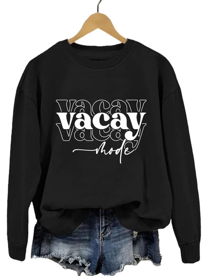 Damen Sweatshirt Lässiger Schriftzug Baumwolle Entspannte Passform