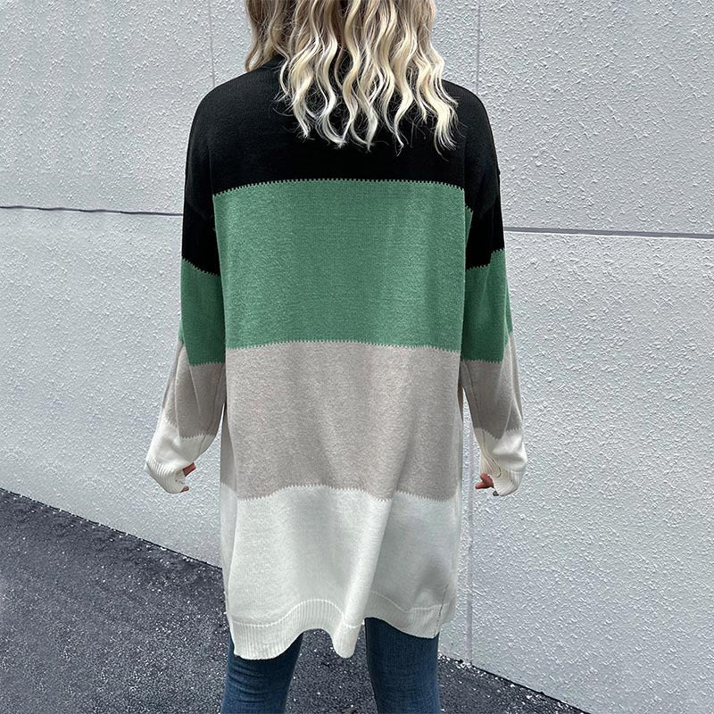 Damen Strickjacke Farbblockdesign Eveloria