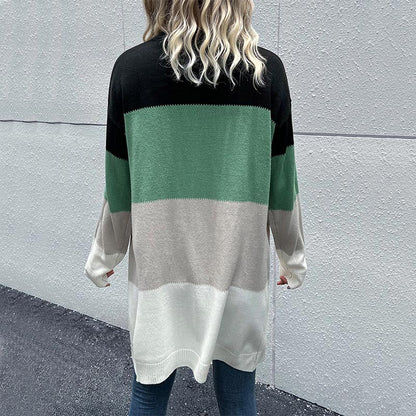 Damen Strickjacke Farbblockdesign Eveloria