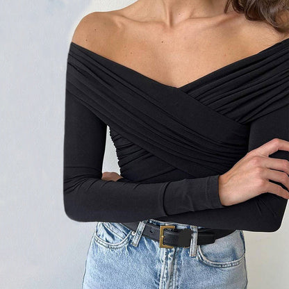 Damen Off-Shoulder Bodysuit Langarm Eveloria