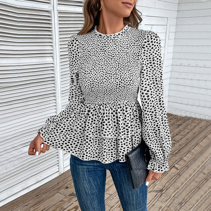 Damen Bluse Rüschendetails Smock Optik Eveloria