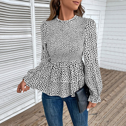 Damen Bluse Rüschendetails Smock Optik Eveloria