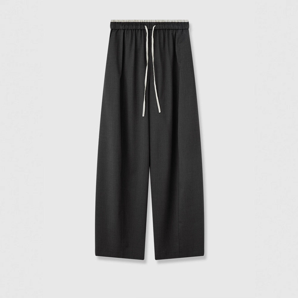 Damenweite Stoffhose Elastischer Bund Praktische Taschen