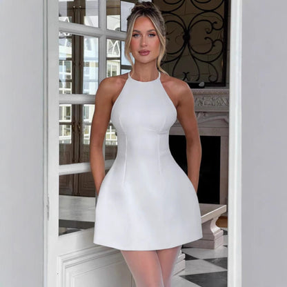 Damen A-Linie Minikleid Schmal Halter Figurschmeichelnd Eveloria - Eveloria