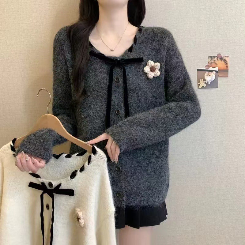 Damen Cardigan Kuschelig Mit Kragen Und Knöpfen Grau - Eveloria