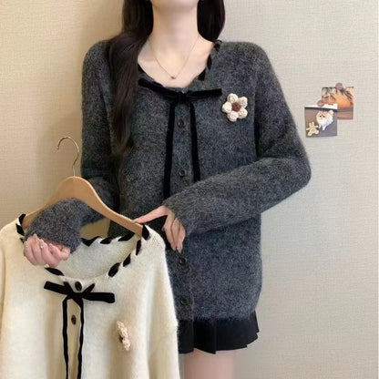 Damen Cardigan Kuschelig Mit Kragen Und Knöpfen Grau - Eveloria