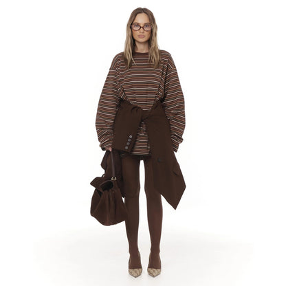 Damen Oversize T-Shirt Eveloria Weites Baumwoll-Shirt Beige
