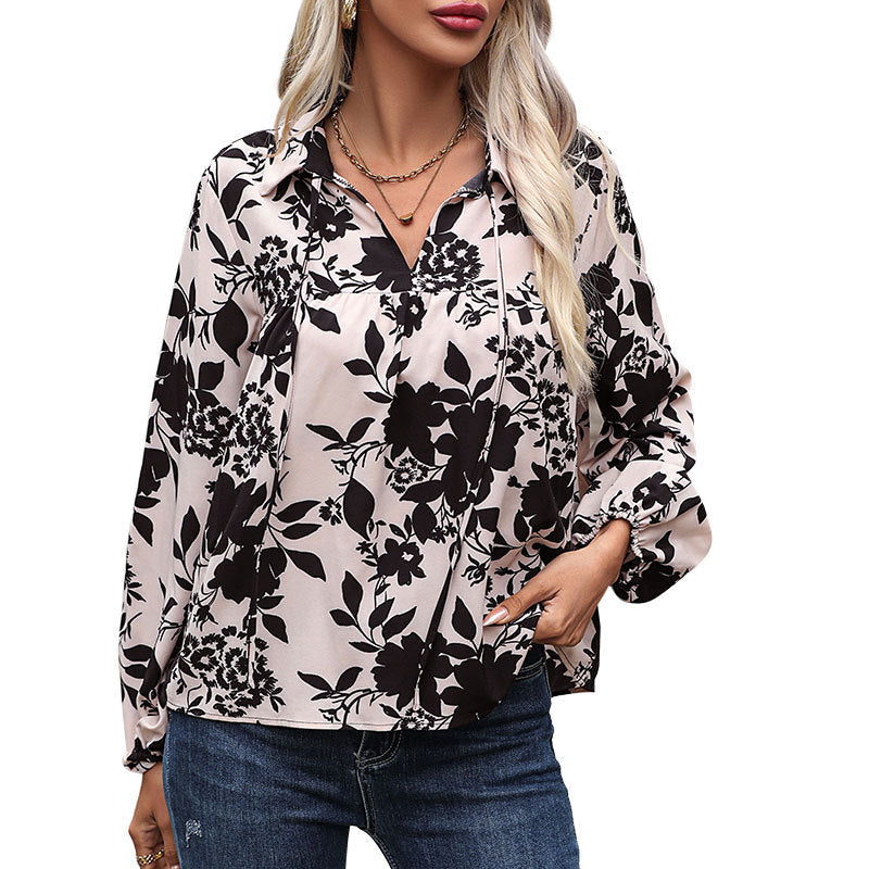 Damen Bluse mit Knotendetail Blumenmuster