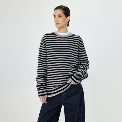 Damen Rollkragenpullover Streifenmuster Eveloria