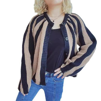 Damen Strickjacke mit vertikalen Streifen Anthrazit