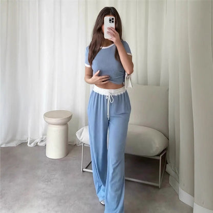Damen Loungewear-Set Cropped Oberteil Weite Hose Eveloria