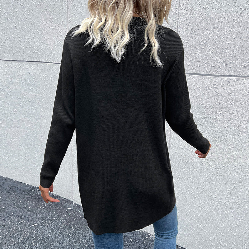 Damen Langärmlige Strickjacke Dekorative Knöpfe Eveloria