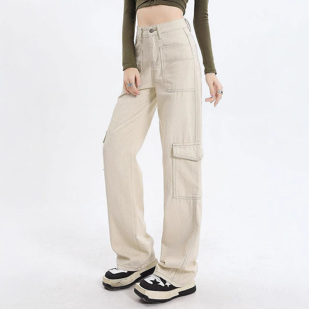 Damen High-Waist Cargo-Jeans mit Taschen Eveloria