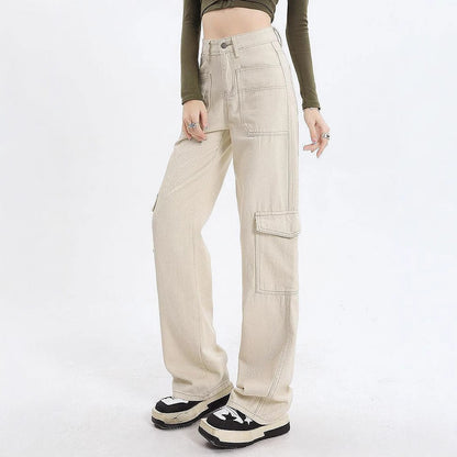 Damen High-Waist Cargo-Jeans mit Taschen Eveloria