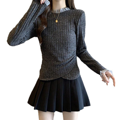 Damen Feinstrickpullover Dekorativer Kragen Elegantes Design