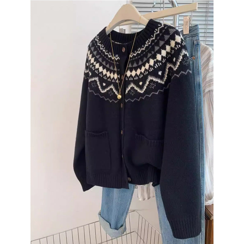 Damen Strickjacke Traditionelles Muster Eveloria